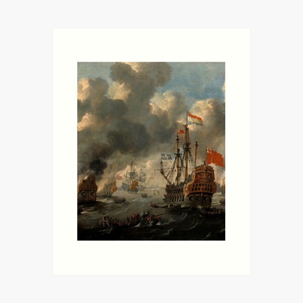 Item preview, Great Naval Battle - Painting designed and sold by WartimeTShirts.