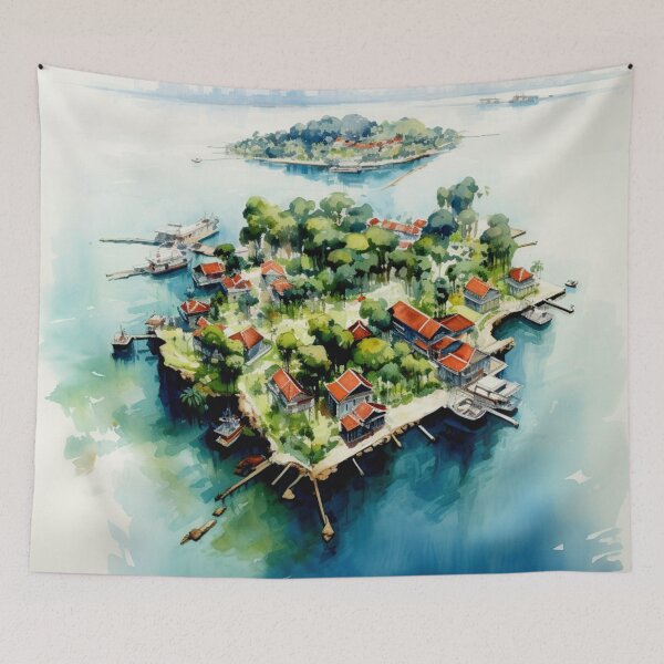 Item preview, A Watercolor Design of Jakarta - Indonesia designed and sold by Sketch-Shack.