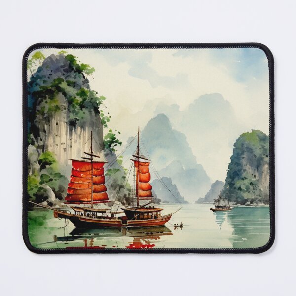 Item preview, A Watercolor Design of Halong Bay - Vietnam designed and sold by Sketch-Shack.