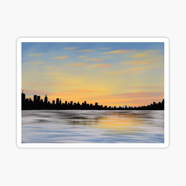 Sunset Cityscape silhouette Sticker