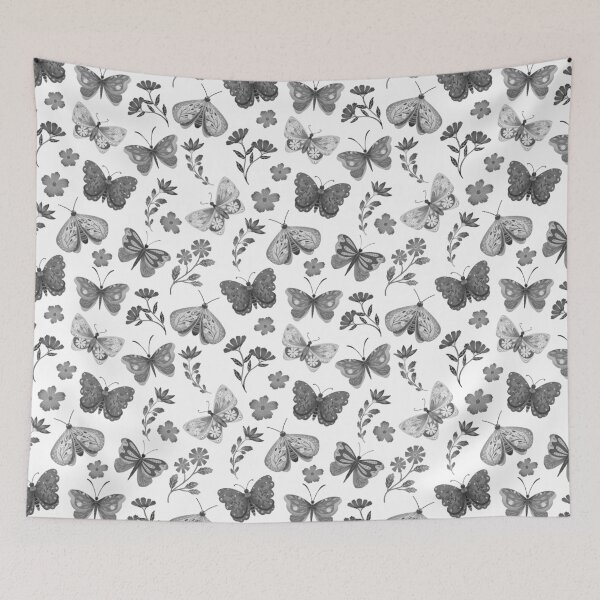 Item preview, Butterflies in black white designed and sold by pinkyfish1010.
