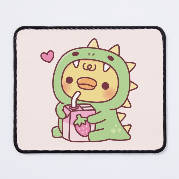 Item preview, Duck In Cute Dinosaur Outfit With Strawberry Milk designed and sold by rustydoodle.
