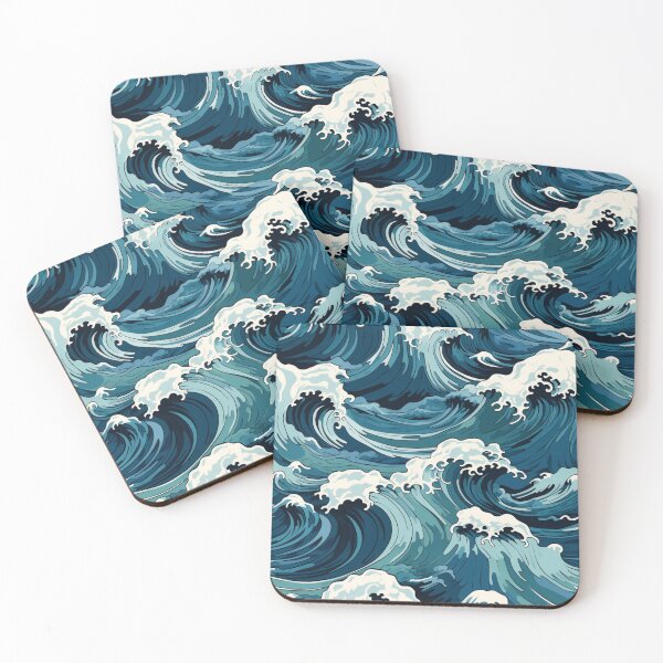 Item preview, blue and white tidal waves designed and sold by DanieWoods.