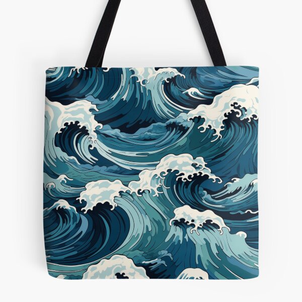 Item preview, blue and white tidal waves designed and sold by DanieWoods.