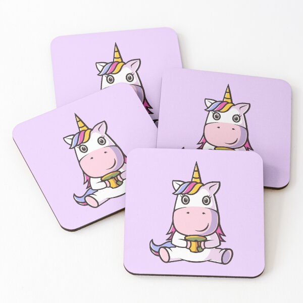 Item preview, Cute unicorn drinking green tea cartoon illustration designed and sold by cubbone.