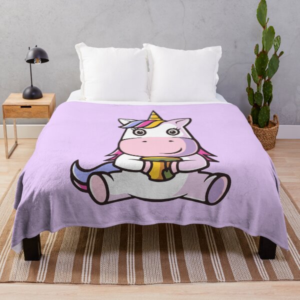 Item preview, Cute unicorn drinking green tea cartoon illustration designed and sold by cubbone.