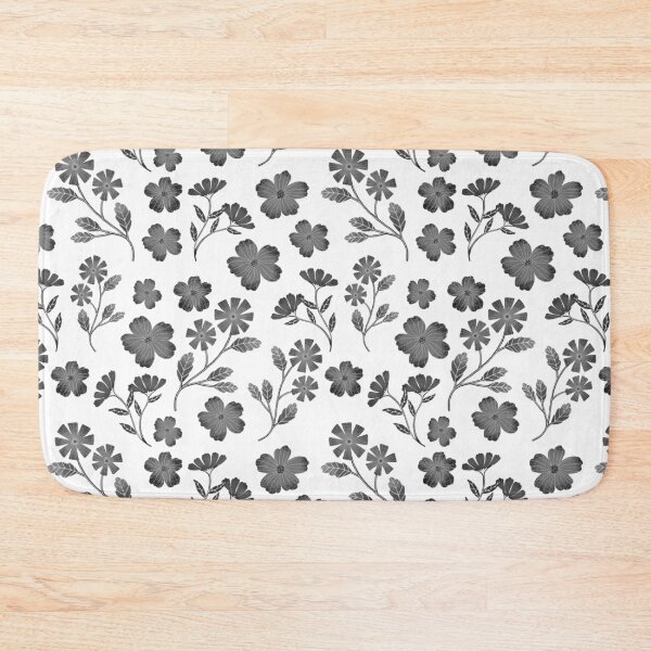 Item preview, Simple black white floral pattern designed and sold by pinkyfish1010.