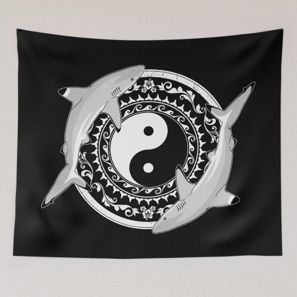 Item preview, Yin Yang Blacktip Reef Sharks designed and sold by NicGrayGraphic.