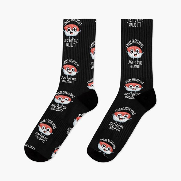 Item preview, I Make Sushi Puns Just For The Halibut Food Puns (Dark BG) designed and sold by punnybone.