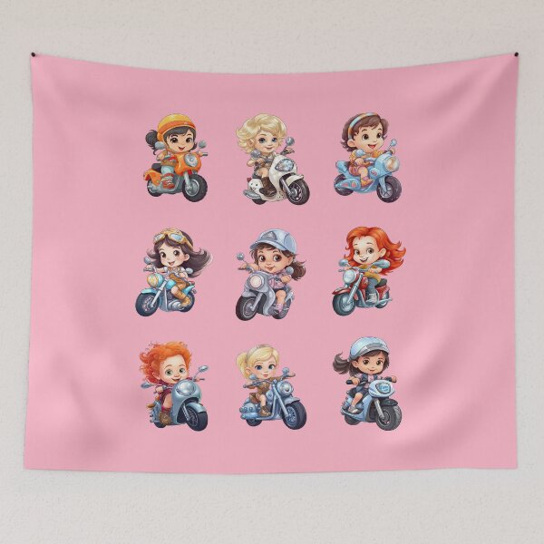 Item preview, Young  Girl Riding a Motorcycle (set 1) designed and sold by TheTrendsDesk.
