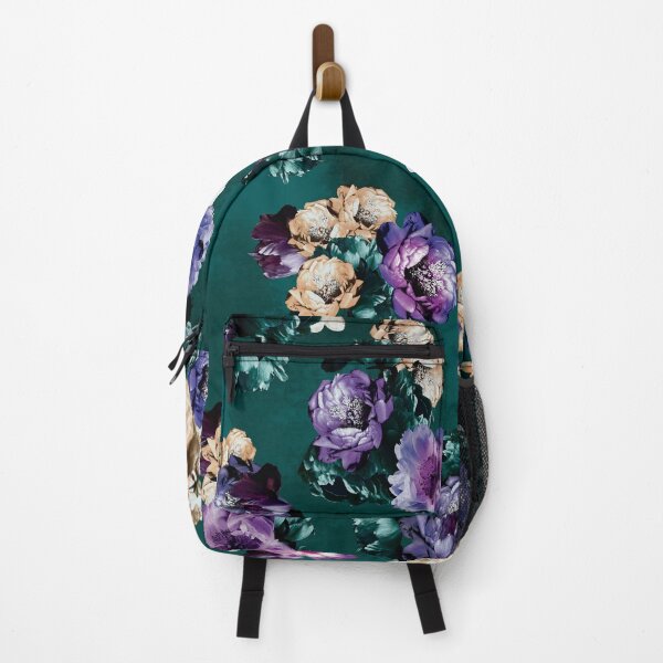 Item preview, mint, floral, watercolors, rose, vintage flower, wildflower, flower garden, deep green, purple designed and sold by mintdiamond21.