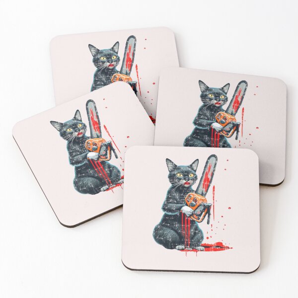 Item preview, Black cat with Chainsaw, halloween, halloween costume, creepy, horror designed and sold by bubblylive.