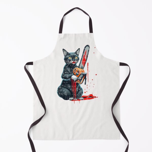 Item preview, Black cat with Chainsaw, halloween, halloween costume, creepy, horror designed and sold by bubblylive.