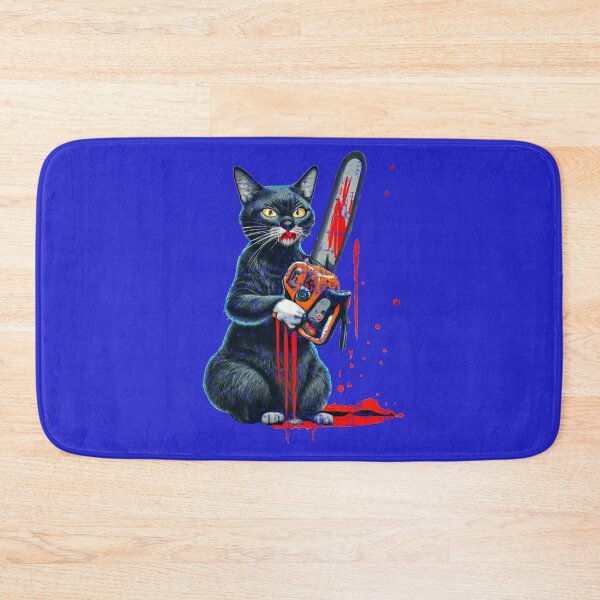 Item preview, Black cat with Chainsaw, halloween, halloween costume, creepy, horror designed and sold by bubblylive.