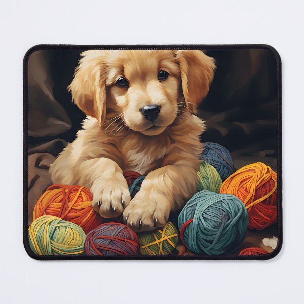 Item preview, Golden Retriever Playing with Ball of Yarn  designed and sold by ARTficiallyAnon.