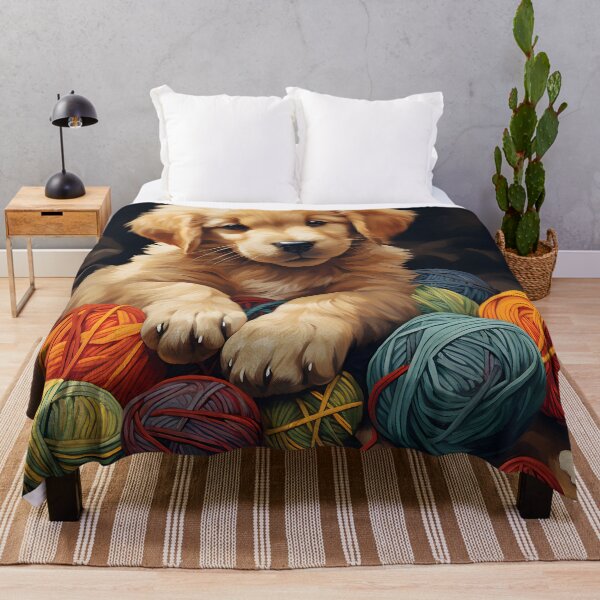 Item preview, Golden Retriever Playing with Ball of Yarn designed and sold by ARTficiallyAnon.