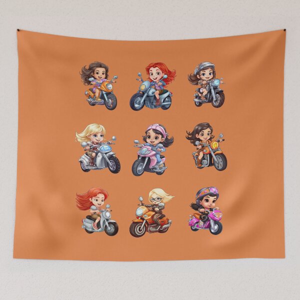 Item preview, Young Girl Riding a Motorcycle (set 2) designed and sold by TheTrendsDesk.