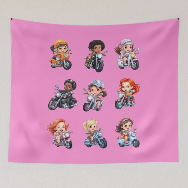 Item preview, Young Girl Riding a Motorcycle (set 3) designed and sold by TheTrendsDesk.
