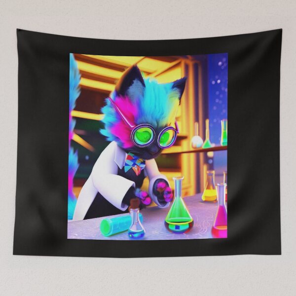 Item preview, The Scholarly Cat: Exploring Colorful Chemistry Through Glasses and Blouse designed and sold by TrynlileDouse.