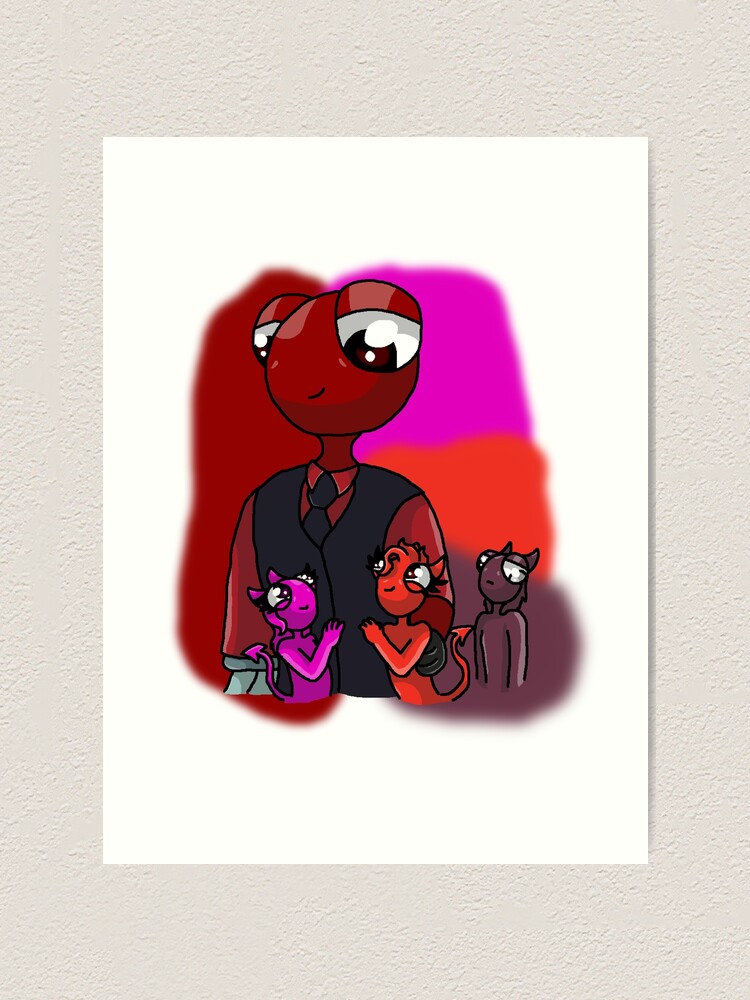 Red & His Triplets Father's Day (Rainbow Friends) Sticker for