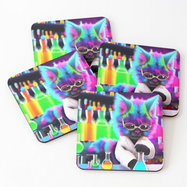 Item preview, Feline Researcher in Action: Stylish Cat Scientist Investigates Vibrant Chemicals designed and sold by TrynlileDouse.