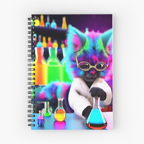 Item preview, Feline Researcher in Action: Stylish Cat Scientist Investigates Vibrant Chemicals designed and sold by TrynlileDouse.