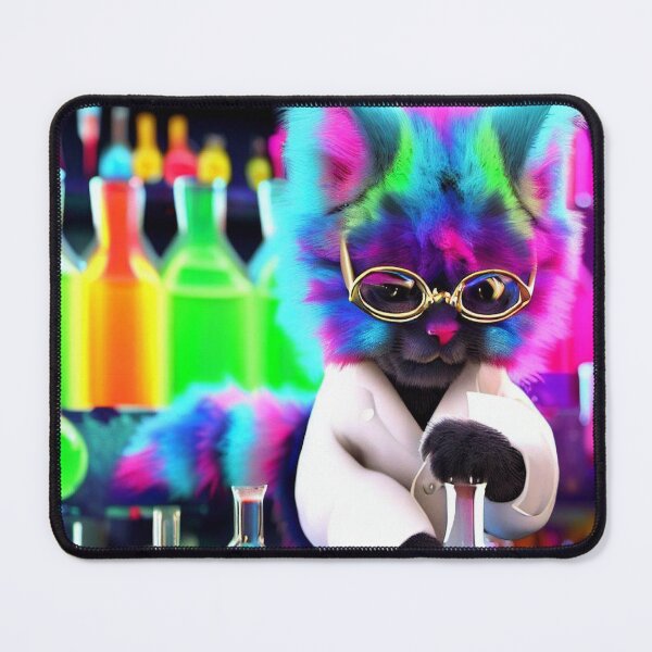 Item preview, Feline Researcher in Action: Stylish Cat Scientist Investigates Vibrant Chemicals designed and sold by TrynlileDouse.