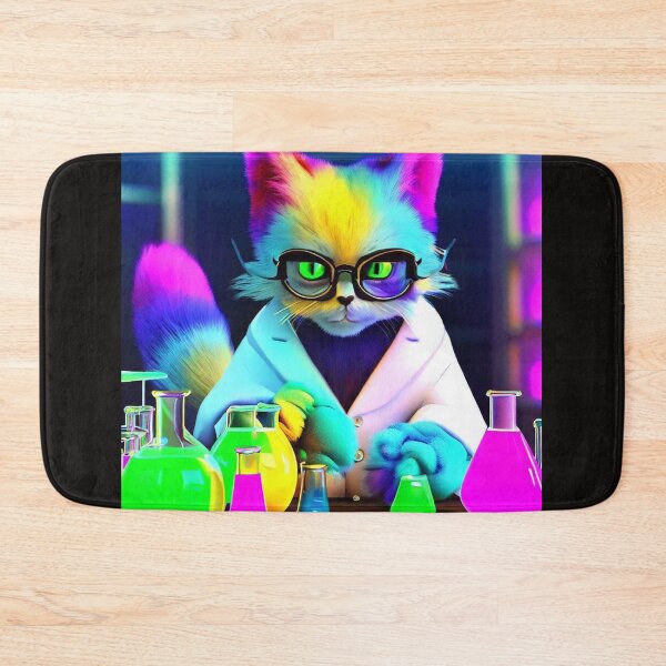 Item preview, Clever Cat Scientist: Wearing Glasses and Blouse, Unraveling Colorful Chemical Mysteries designed and sold by TrynlileDouse.