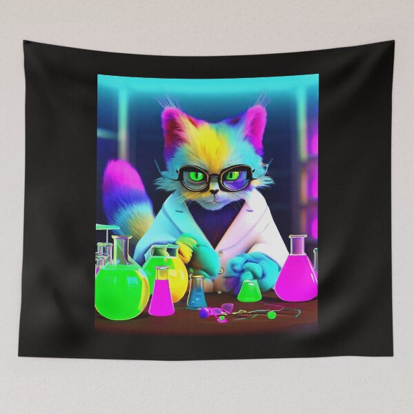 Item preview, Clever Cat Scientist: Wearing Glasses and Blouse, Unraveling Colorful Chemical Mysteries designed and sold by TrynlileDouse.