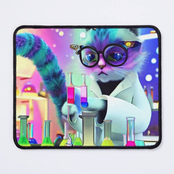 Item preview, Meow-stermind Chemist: Cat in Glasses and Blouse Studies the World of Colorful Chemicals designed and sold by TrynlileDouse.