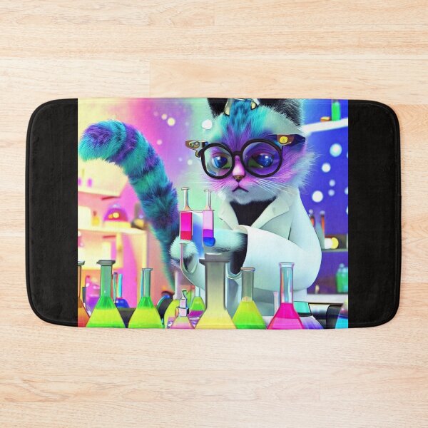 Item preview, Meow-stermind Chemist: Cat in Glasses and Blouse Studies the World of Colorful Chemicals designed and sold by TrynlileDouse.