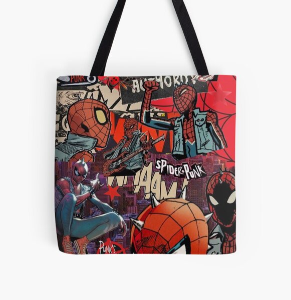 MINISO Marvel Shoulder Bag Cotton Canvas Tote Bag with Large Capacity,White  & Red