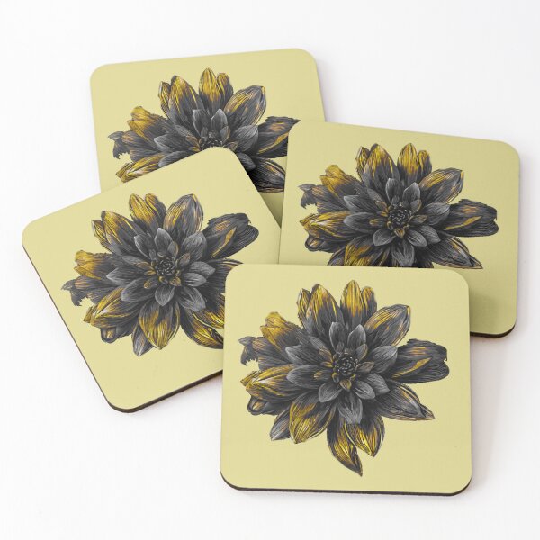 Item preview, Pastel Single Flower in Charcoal black & yellow Mixed sketch Paint Pattern Design designed and sold by Md Rashid  Hasan.