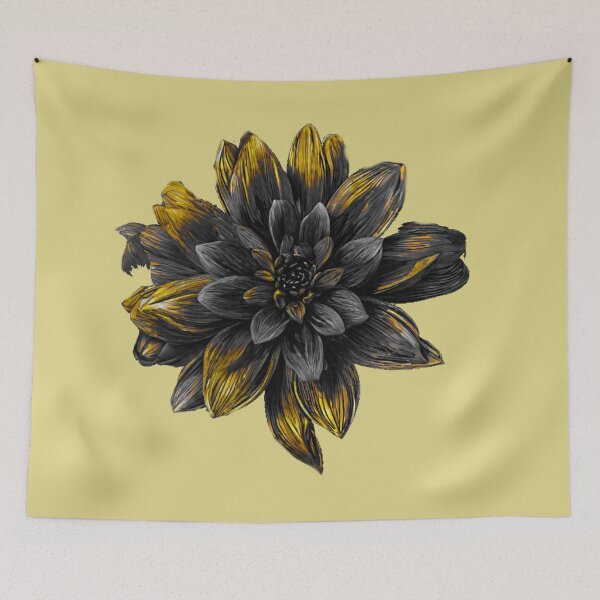 Item preview, Pastel Single Flower in Charcoal black & yellow Mixed sketch Paint Pattern Design designed and sold by Md Rashid  Hasan.