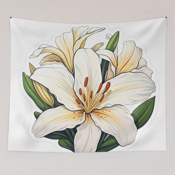 Item preview, White flower with green petals designed and sold by abmkf.