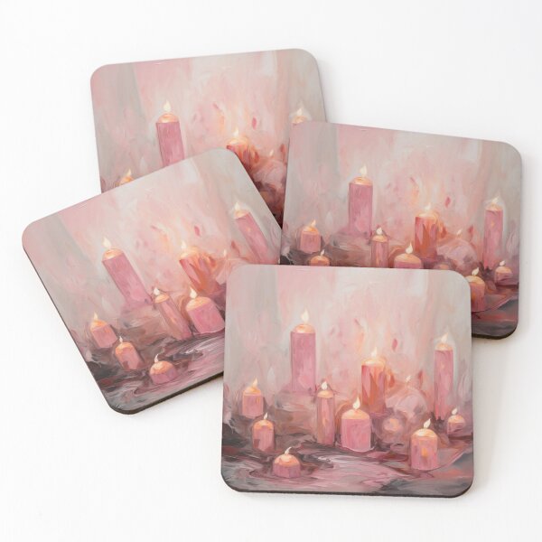 Item preview, Coquette aesthetic vintage painting of pink candles designed and sold by Coquette Art.