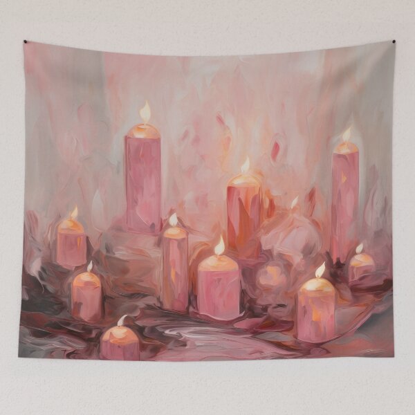 Artikelvorschau, Kokettes ästhetisches Vintage-Gemälde mit rosa Kerzen entworfen und verkauft von Coquette Art.