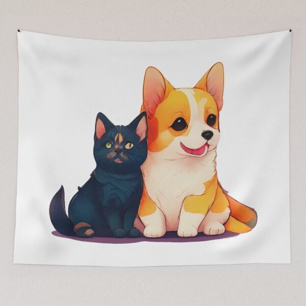 Item preview, A Cute Dog and a Black Cat designed and sold by NidADesign.