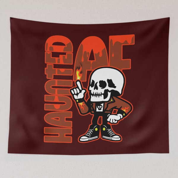 Item preview, Haunted AF Spooky Cartoon Skeleton Halloween Slogan designed and sold by CRHPOD20.