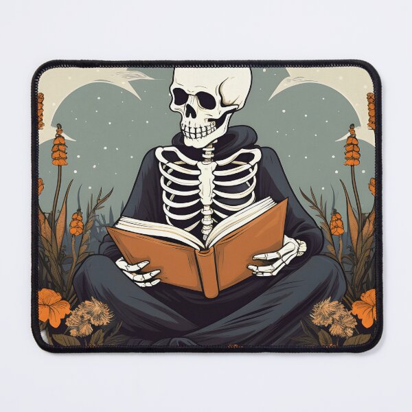 Item preview, Enchanted Skeleton Immersed in the Joy of Reading - Reading Cartoon Characters designed and sold by Ordinary Life Works.