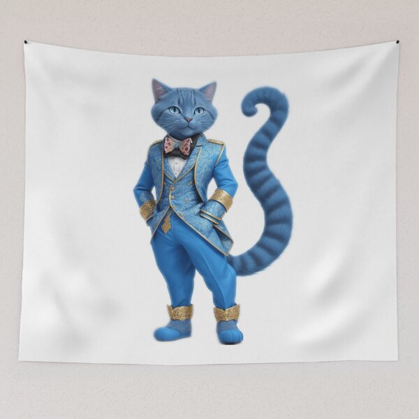 Item preview, Cool blue cat in fancy pants designed and sold by Glamalt.