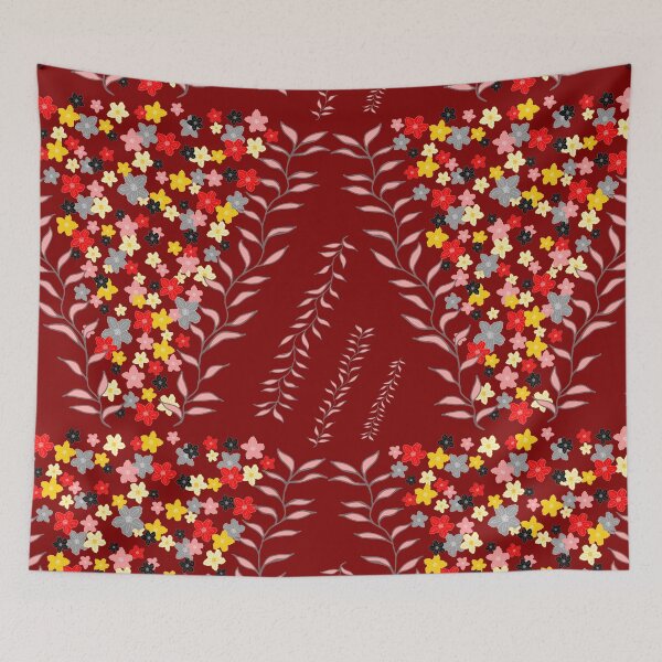 Item preview, Wine red black and gold flowers designed and sold by SerahO.