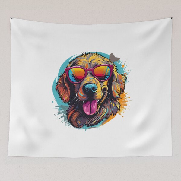 Item preview, Cute dog wearing glasses colourful background  designed and sold by Trendy-Artistry.