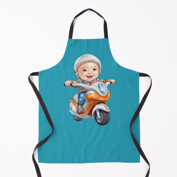 Item preview, Baby Riding an Orange Toy Scooter (blue background) designed and sold by TheTrendsDesk.