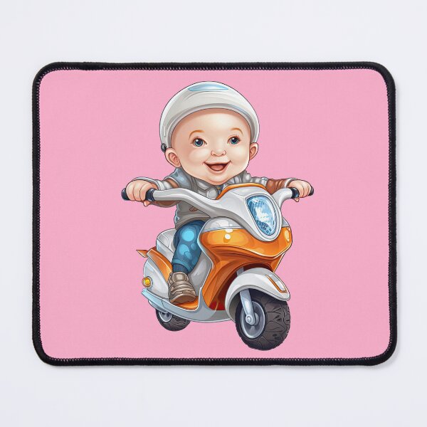Item preview, Baby Riding an Orange Toy Scooter (pink background) designed and sold by TheTrendsDesk.