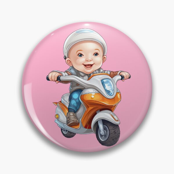 Item preview, Baby Riding an Orange Toy Scooter (pink background) designed and sold by TheTrendsDesk.