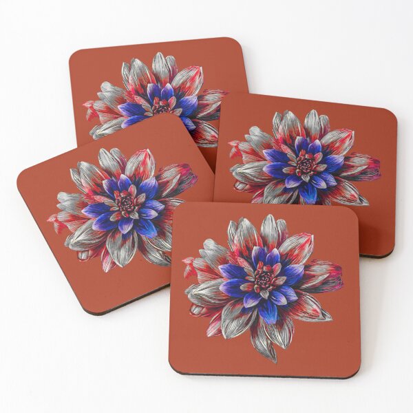 Item preview, Pastel Single Flower in Silver, red & blue Mixed sketch Paint Pattern Design designed and sold by Md Rashid  Hasan.