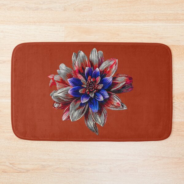 Item preview, Pastel Single Flower in Silver, red & blue Mixed sketch Paint Pattern Design designed and sold by Md Rashid  Hasan.