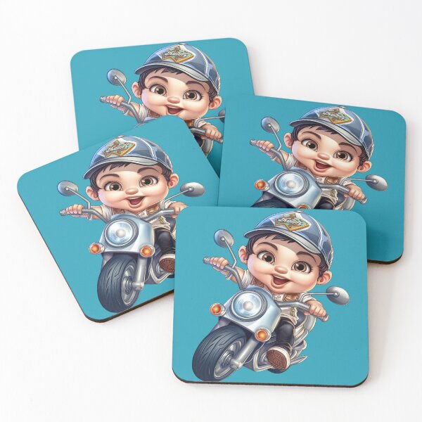 Item preview, A baby Riding a Silver Toy Motorcycle (blue background) designed and sold by TheTrendsDesk.