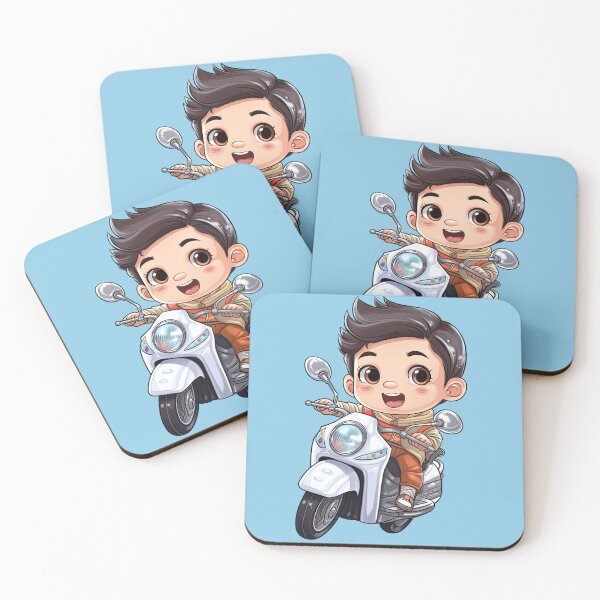 Item preview, A baby Riding a Silver Toy Scooter (light blue background) designed and sold by TheTrendsDesk.